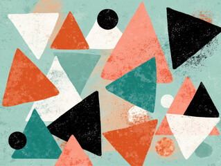 Poster - Abstract Triangle and Circle Collage: Graphic Design with Retro Vibe