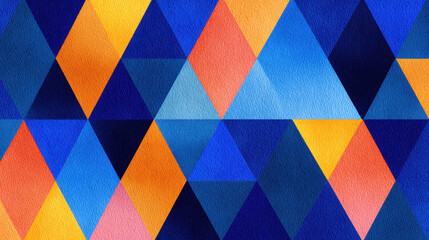 Aufkleber - Modern Geometric Pattern with Blue and Orange Triangles