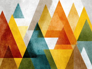 Poster - Watercolor Triangle Landscape, Abstract Geometric Background