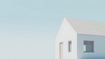 Poster - Minimalist white house with blue sky image