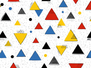 Poster - Funky Triangles Pattern - Memphis Style Background
