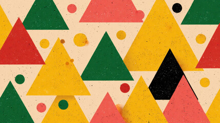 Poster - Colorful Retro Triangles and Dots - Geometric Pattern Background