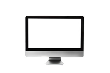 Fototapete - A Modern Desktop Computer With A Blank White Screen Isolated On A Transparent Background