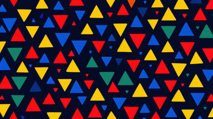 Poster - Vibrant Geometric Pattern with Colorful Triangles on Dark Background