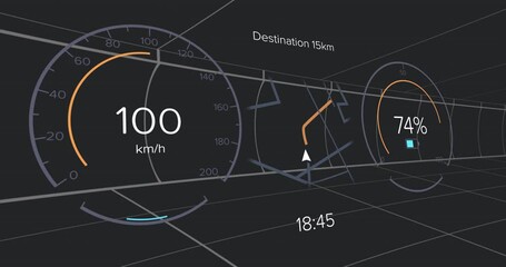 Poster - 3D render HUD starting speed changing from 9 to 100 km or h then reversing for performance demo