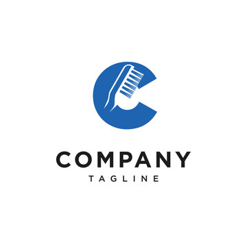 Letter C Toothbrush Logo Icon Vector