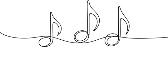 Poster - Three music notes connected by a single continuous line on a light background in a minimalist style