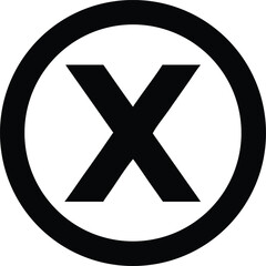 Poster - Vector art of a bold, black letter x is prominently featured within a simple white circle