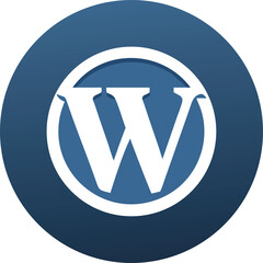 Aufkleber - Vector art of a vibrant blue circle houses a bold white letter w, symbolizing the wordpress logo