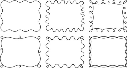 Poster - Vector doodle frames collection, decorative borders and picture frames, hand drawn frame set, black lines