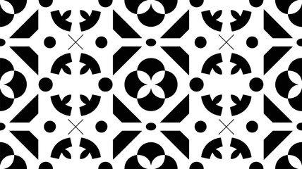 Poster - Seamless geometric pattern black and white vector design decorative background modern art illustration one