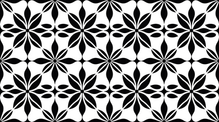 Aufkleber - Seamless black and white floral pattern background vector design for textile and surface design use