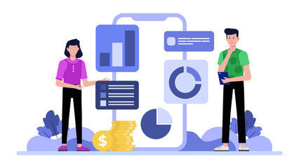 Product Group Launching New Feature Rollout, flat vector illustration