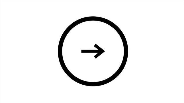 A simple black line drawing of an arrow in the shape of a circle, on a white background, in a simple vector illustration style, with a flat design, simple and minimalistic, in high resolution.