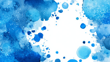 Poster - Watercolor painting, blue paint, water, wave, background material,Watercolor painting, blue paint, water, wave, background material, generative ai