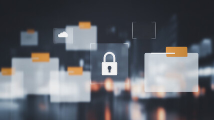 Fototapete - Digital Data Security: A network of interconnected data, symbolizing secure file management, encrypted protection, and robust safeguarding.