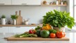 © OnuTH - Assorted Fresh Vegetables on a Wooden Cutting Board in a Modern Kitchen Setting