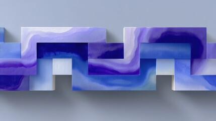 Poster - Abstract Blue and Purple Greek Key Border Motif