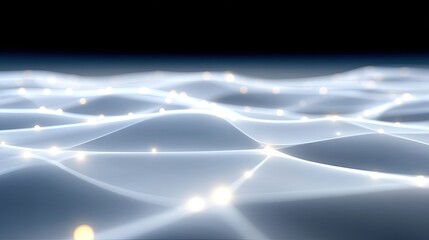 Poster - Abstract Digital Network Connection: Glowing White Lines and Nodes on Dark Background