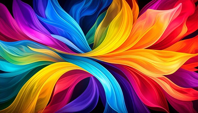 Abstract Flowing Color Art on Black Background