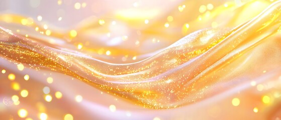 Poster - A gold fabric with a wave pattern and sparkles