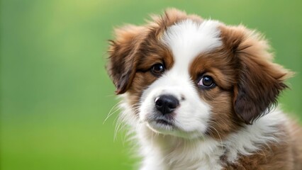 adorable border collie puppy with expressive eyes and fluffy fur outdoors