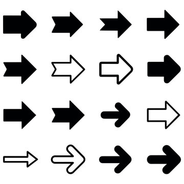 Arrow vector set right direction graphic arrows icon design arrowheads illustration arrow symbol navigation 