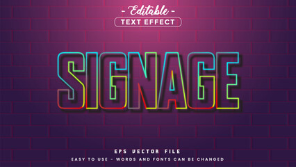 Poster - Neon signage text style, editable text effect.