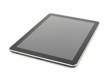 Poster - Tablet device with a gray screen on a white background, angled view