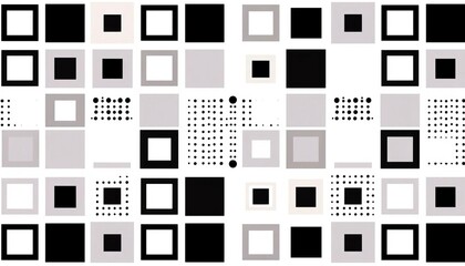 Poster - Geometric monochrome seamless pattern  Abstract squares, dots, grid, minimalist, modern, vector, background, texture, tile, graphic, design,  elegant,  minimalist