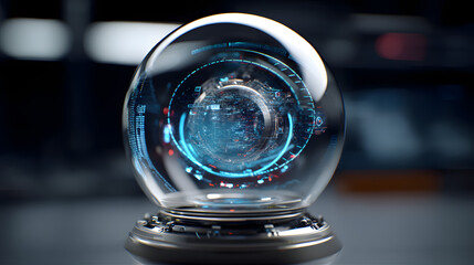 Poster - Crystal Ball of Digital Data: A captivating crystal ball revealing the intricate digital world within, a symbol of innovation and technological marvel. 
