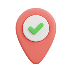 Poster - 3d location pin with checkmark isolated on transparent background