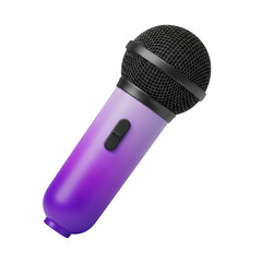 Poster - 3d purple microphone with black mesh head isolated on transparent background