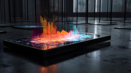 Poster - Tech's Kaleidoscope: A sleek digital display, mirroring vibrant colors, reflecting technology's essence, a testament to innovation.