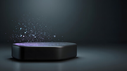 Poster - Modern Abstract Stage: A sleek, minimalist stage design, a platform bathed in a soft, atmospheric light, against a moody backdrop, creates an aura of anticipation.