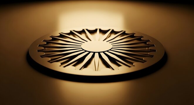Golden Radial Design with Dramatic Lighting and Shadow Play