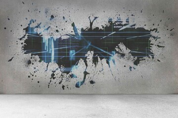 Poster - Splash on wall revealing technology interface