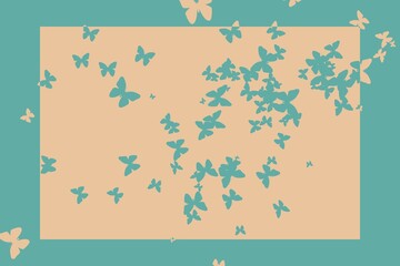 Poster - Stencil butterfly pattern design in beige and blue