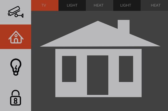 Display screen with house symbol against white background