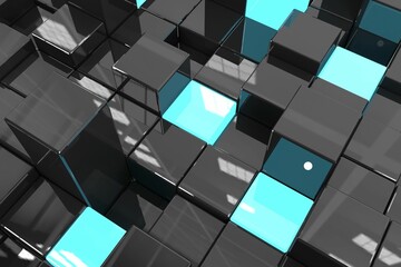 Poster - Digital image of black cubes