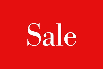 Poster - White serif Sale text is being displayed centered over bold red flat vector design background