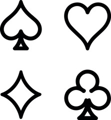 Wall Mural - Playing card suits vector icon set spade heart diamond club symbols for game design and graphics use
