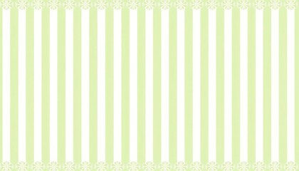 Poster - Soft green and white seamless striped pattern with delicate lace borders,  fresh,  background