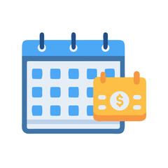 Poster - Blue calendar with yellow finance reminder on White Background