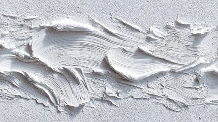 Poster - Thick layers of white paint are applied on a wall, forming interesting textures and patterns. The light plays on the surface, highlighting the details of the artistic work.