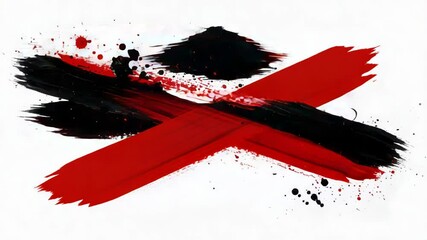 Poster - Black and red brush strokes create an abstract painting