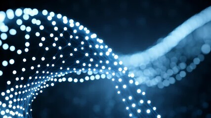 Aufkleber - Abstract futuristic DNA double helix background, blue and white color scheme, glowing dots on a dark background, 