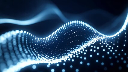 Aufkleber - Abstract futuristic DNA double helix background, blue and white color scheme, glowing dots on a dark background, 