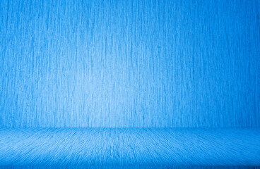 Fototapete - Wall interior background, studio and backdrops show products.with shadow from window color white and blue background for text insertion and presentation product	

