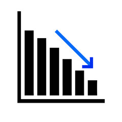 Poster - Bright blue arrow isolated pointing downwards on a White Background